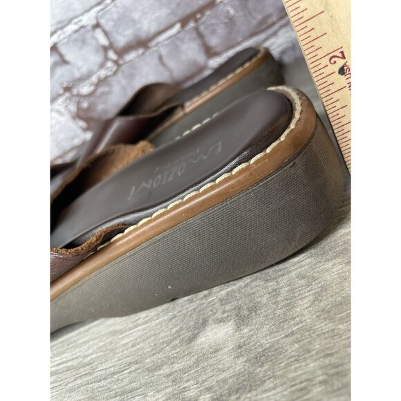 Emozioni Dark Brown Leather Slides Wedge Sandals Men Sz 45EU/12M US main image 5